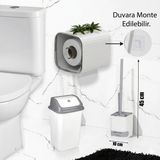 Mikasso Favori 5 Litre Banyo Çöp Kovası ve Wc Peçetelik, Klozet Fırçası Duvara Yapıştırmalı Plastik Beyaz - Çok Renkli