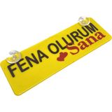 Mikasso Fena Olurum Sana Yazılı Sarı Dekor Plaka Vantuzlu Cam Süsü 22X7.5CM - Çok Renkli