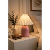 Mikasso Feray Pembe Metal Gövdeli 34 cm Krem Pileli Abajur Metal Pembe - Çok Renkli