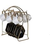 Mikasso Fincan Askısı-Gold Metal Beyaz