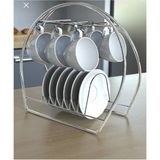 Mikasso Fincan Standı Krom 6`lı Sunum Krom Rengi Askılık Düzenleyici Metal 20 x 20 Gri Tr