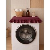 Mikasso Fırfırlı Çamaşır Makinesi Örtüsü - Çeyizlik Dekoratif Banyo Makine Kılıfı- Bordo Kumaş Bordo - Çok Renkli