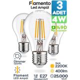 Mikasso Flamento Rustik Ampül E27 Duy 220V Dimmer Uyumlu %90 Tasarruflu Ev Cafe Aplik Abajur Tavan Ampül - Çok Renkli