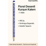Mikasso Floral Desenli Kurşun Kalem 1 Adet – 2b Yazım – Şık Desenli Kalem | Mavi Mavi - Çok Renkli