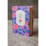 Mikasso Flowery Journal Kilitli Defter Hatıra Anı Defteri Günlük Sert Düz Çizgili Orta Boy Mor Konsept Defte - Çok Renkli