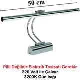 Mikasso Flüt LED Aplik 50 cm 3200K Gün Işığı Banyo Tablo Çalışma Masası Duvar Aydınlatma Lamba Metal Gümüş - Çok Renkli