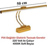 Mikasso Flüt LED Aplik 50 cm 4000K Soft Beyaz Banyo Tablo Çalışma Masası Duvar Aydınlatma Lamba (Gold) Metal - Çok Renkli