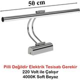 Mikasso Flüt LED Aplik 50 cm 4000K Soft Beyaz Banyo Tablo Çalışma Masası Duvar Aydınlatma Lamba Metal Gümüş - Çok Renkli