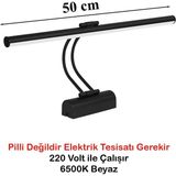 Mikasso Flüt LED Aplik 50 cm 6500K Beyaz Banyo Tablo Çalışma Masası Duvar Aydınlatma Lamba (Siyah) Metal Siy - Çok Renkli
