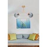 Mikasso Focus Modern Tasarım Salon - Mutfak - Cafe - Hol - Yatak Odası Eskitme Renk Füme Camlı 2 Li Avize Ca - Çok Renkli