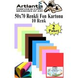 Mikasso Fon Kartonu 10 Lu 50X70 cm 2 Paket Arlantis 10 Renk Fon Kartonu 50*70 Okul Sınıf Kreş Anasınıfı - Çok Renkli