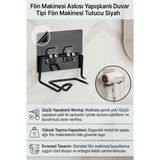 Mikasso Fön Makinesi Askısı Yapışkanlı Duvar Tipi Fön Makinesi Tutucu Siyah Siyah - Çok Renkli