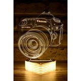 Mikasso Fotoğraf Makinesi Görselli 3D LED Lamba Cam Sarı - Çok Renkli