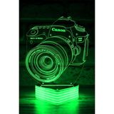 Mikasso Fotoğraf Makinesi Görselli 3D LED Lamba Cam Yeşil - Çok Renkli