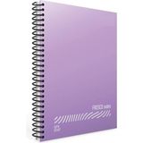 Mikasso Fresco A4 80 Yaprak Plastik Kapak Spiralli Defter (4899) Çizgili Mor Yumuşak Spiralli Çizgili Belirt - Çok Renkli