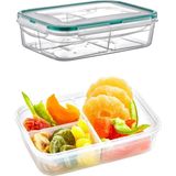 Mikasso Fresh Box 3 Bölmeli Saklama Kabı 1000 ml Hava Geçirmez Sıvı Sızdırmaz Beslenme Kabı Plastik Beyaz