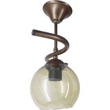 Mikasso Fuji Bronz Tekli Bal Camlı Avize | Kaliteli Modern Metal Avize Metal 1 E27 Metalik Antre / Hol - Çok Renkli