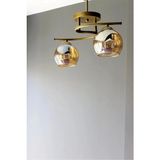 Mikasso Fuji Modern Dekoratif Siyah Renk Füme Camlı Salon - Mutfak - Yatak Odası 2 Li Avize Cam 2 E27 Sarı M - Çok Renkli