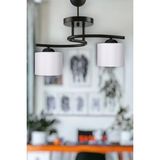 Mikasso Fuji Modern Dekoratif Siyah Renk Salon - Mutfak - Yatak Odası 2 Li Beyaz Kumaş Başlıklı Avize Cam E2 - Çok Renkli