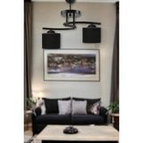 Mikasso Fuji Modern Dekoratif Siyah Renk Salon - Mutfak - Yatak Odası 2 Li Siyah Kumaş Başlıklı Avize Cam E2 - Çok Renkli