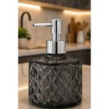 Mikasso Füme Kristal Cam Sıvı Sabunluk - Füme Modern Lüks Banyo Aksesuarı Dekoratif Sıvı Sabunluk Sabun Disp - Çok Renkli