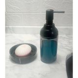 Mikasso Füme Siyah Akrilik Sıvı Sabunluk ve Siyah Taşlı Sabunluk Ikili Banyo Seti Akrilik Siyah - Çok Renkli