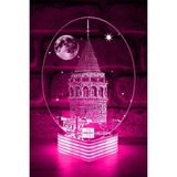 Mikasso Galata Kulesi Görselli 3D Görünümlü LED Lamba Cam Pembe - Çok Renkli