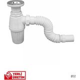 Mikasso Gama Taslı Körüklü Esnek Bağlantılı Lavabo Sifonu - Kolay Montaj