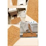 Mikasso Geometrik Desen Bambu Paspas Duş Küvet Matı Banyo Kaydırmaz Matı Katlanır (24X16)CM Bambu Kahverengi - Çok Renkli