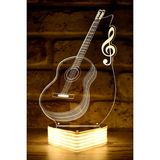 Mikasso Gitar 3D Görünümlü LED Lamba Cam Sarı - Çok Renkli