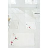 Mikasso Glenda Örme Aplike 3'lü Banyo Paspası Akrilik Beyaz - Çok Renkli