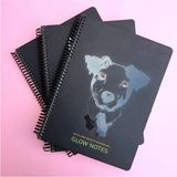 Mikasso Glow Notes Spiralli Kalın Kapaklı Çizgili Defter Sert Spiralli Çizgili Orta Boy Siyah Konsept Defter - Çok Renkli