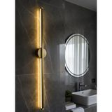 Mikasso Glowall Modern Dekoratif LED Duvar Aplik 70 cm Günışığı Eskitme 1 Adet ( Pilli ) Metal Altın - Çok Renkli