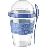 Mikasso Go Detoks Kapaklı Kaşıklı Hazırla ve Çık Meyveli Yoğurt Müsli Kabı Beslenme Diyet 600 ml Plastik La