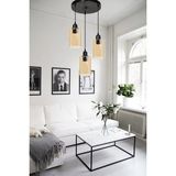 Mikasso Gobel Modern Silindir Camlı Ikili Üçlü Sarkıt Avize Cam 3 E27 Siyah Salon / Oturma Odası - Çok Renkli