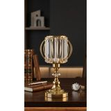 Mikasso Gold Detaylı ve Kristal Camlı Gold Ayaklı Şapkalı Modern Abajur Modelleri Metal Altın - Çok Renkli