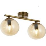 Mikasso Gold Ikili Modern Balcam Glop Camlı Plafonyer Avize Metal 2 E27 Altın - Çok Renkli