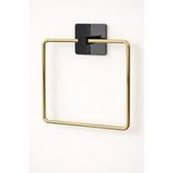 Mikasso Gold Kare Yapışkanlı Yuvarlak Havluluk | Mutfak ve Banyo Havlu Askılığı | Çap 17 cm Altın
