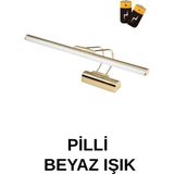 Mikasso Gold Kasa Pilli Aplik Banyo Duvar Ayna Tablo Aydınlatması Flüt Aplik Kuğu Aplik Pil Metal Beyaz - Çok Renkli