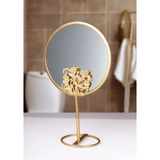 Mikasso Gold Metal Ayaklı Makyaj Aynası - Dekoratif Masa Üstü Makeup Mirror Yuvarlak El Aynası Metal Çok Ren - Çok Renkli