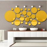 Mikasso Gold Pleksi 26 Parça Yuvarlak Ayna Duvar Dekoru Salon Oturma Yatak Odası Için 120X60CM Ayna Seti Sar - Çok Renkli