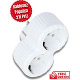 Mikasso Golyat 2'li Fiş Topraklı Papatya Priz 9273 Beyaz