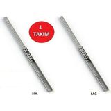 Mikasso Gömme Metal Ince Teleskopik Bilyeli Dolap Çekmece Rayı 17 mm x 342 mm 2 Takım Beyaz