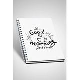 Mikasso Good Morning Mesajlı Ahşap Kapaklı Defter Sert Spiralli Çizgisiz 50 Yaprak Orta Boy Beyaz Okul Defte - Çok Renkli