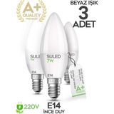Mikasso Grafen E14 Duy Beyaz Işık 3 Adet Mum Buji Ampul Avize Abajur Lambası Ince Duylu Lamba 5'li Set - Çok Renkli
