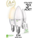 Mikasso Grafen E14 Duy Gün Işığı 3 Adet Mum Buji Ampul Avize Abajur Lambası Ince Duylu Lamba 5'li Set - Çok Renkli