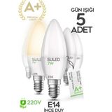 Mikasso Grafen E14 Duy Gün Işığı 5 Adet Mum Buji Ampul Avize Abajur Lambası Ince Duylu Lamba 5'li Set - Çok Renkli