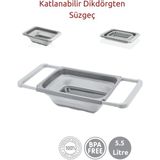 Mikasso Gri Katlanabilir Dikdörtgen Süzgeç 5.5 Lt Plastik