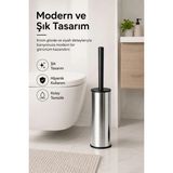Mikasso Gri Parlak Eko Paslanmaz Klozet Fırçası Paslanmaz Çelik Beyaz - Çok Renkli