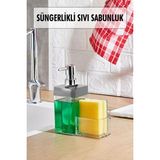 Mikasso Gri Renkli Sıvı Sabunluk Süngerlik Hazneli 450 ml Ahşap Altın - Çok Renkli